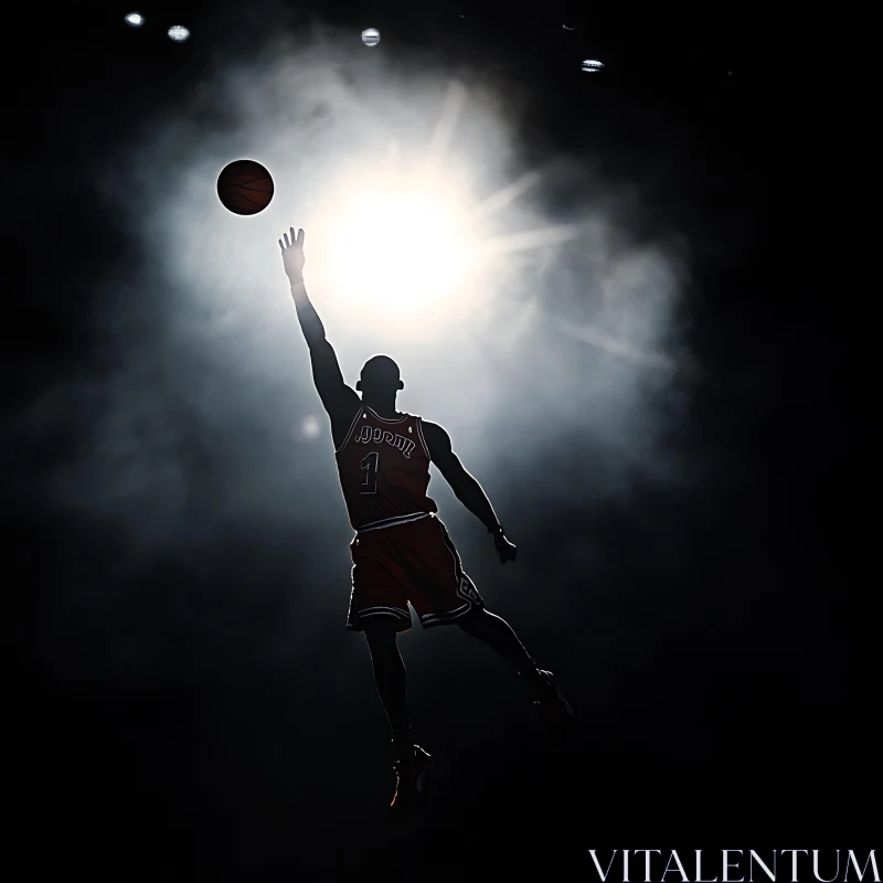 Mid-Air Basketball Shot AI Image