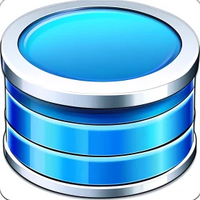 Blue Database Icon with Metallic Finish