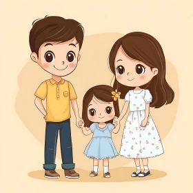 Cartoon Family Holding Hands Art