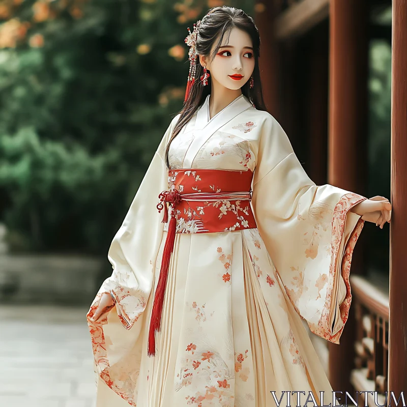 Asian Woman in Traditional Dress AI Image