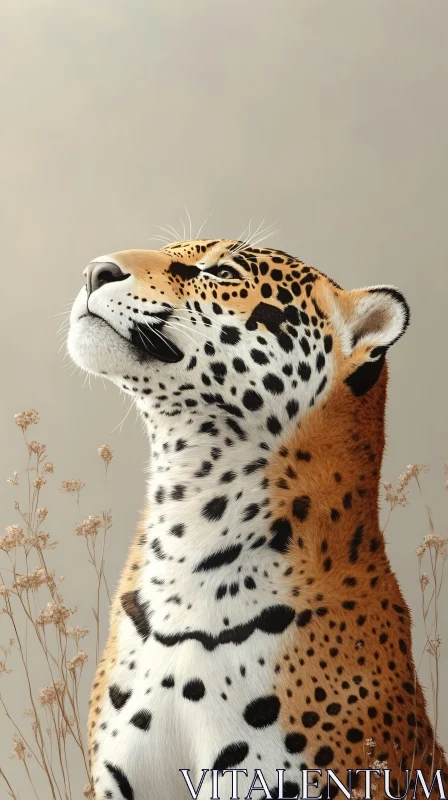 Graceful Jaguar Amongst Plants AI Image