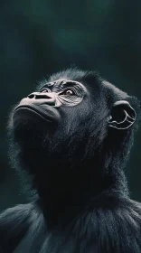 Gorilla Gazing Upwards
