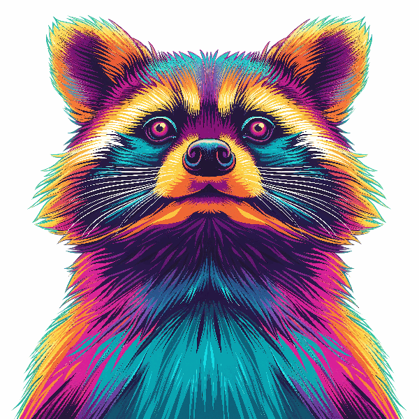 Bright Raccoon Art for Apparel POD Design