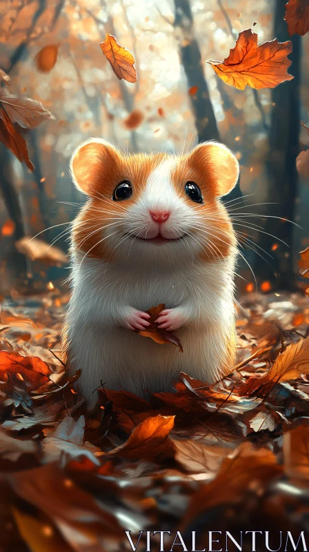 AI ART Cute Hamster Surrounded by Autumn Foliage