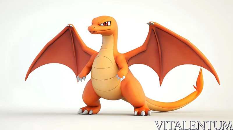 AI ART Orange Scaled Dragon Illustration