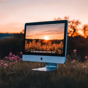 Sunset Reflection on Apple Desktop Screen