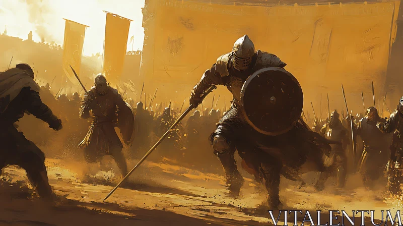 Armored Warriors Clash Digital Painting AI Image