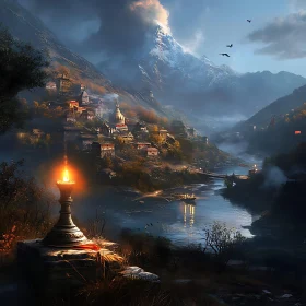 Candlelit Village Mountain Vista
