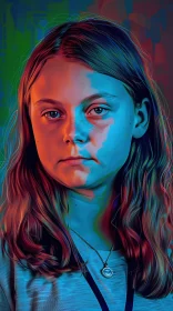 Colorful Artistic Portrait of Greta Thunberg