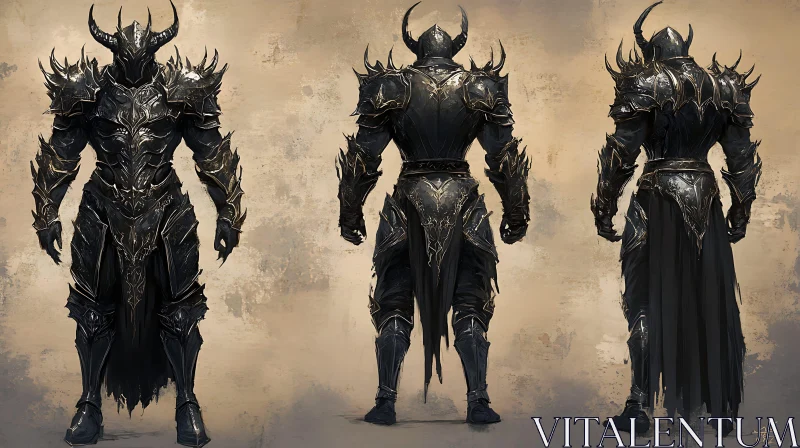 AI ART Intricate Armor Design of Dark Warrior