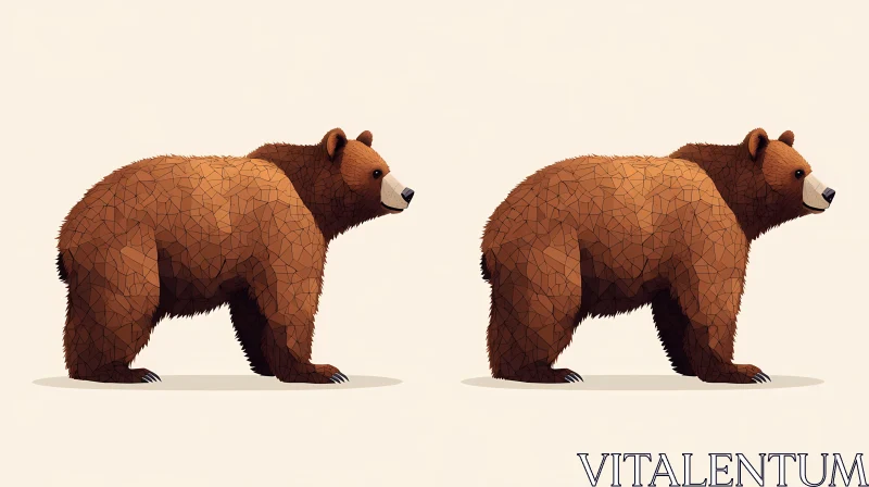 Geometric Brown Bears Illustration AI Image