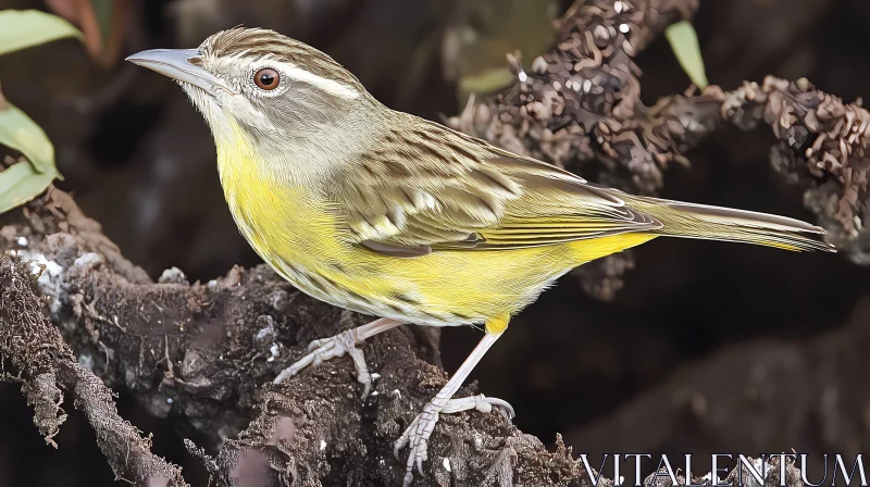 Yellow Feathered Bird on a Branch AI Image