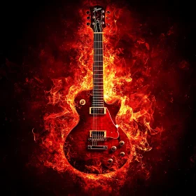 Fiery Electric Guitar Art