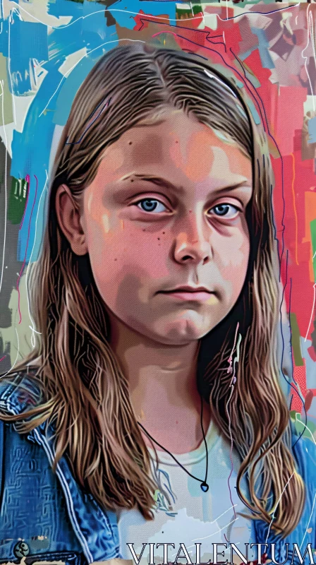 AI ART Abstract Artistic Portrait of Greta Thunberg