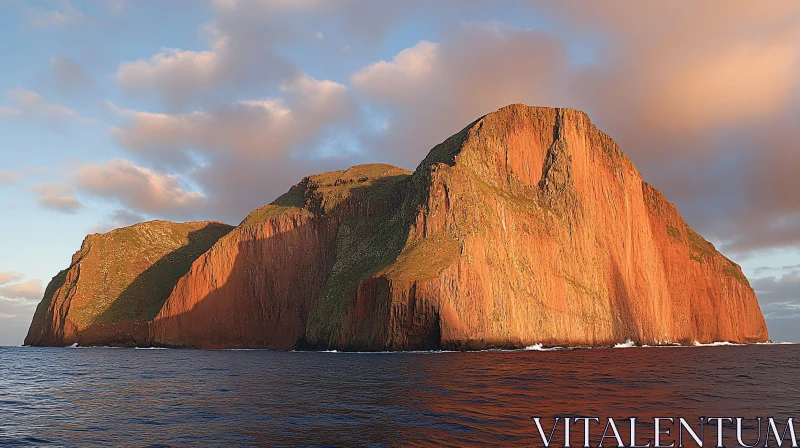 AI ART Sunset Illuminates Island Cliffs