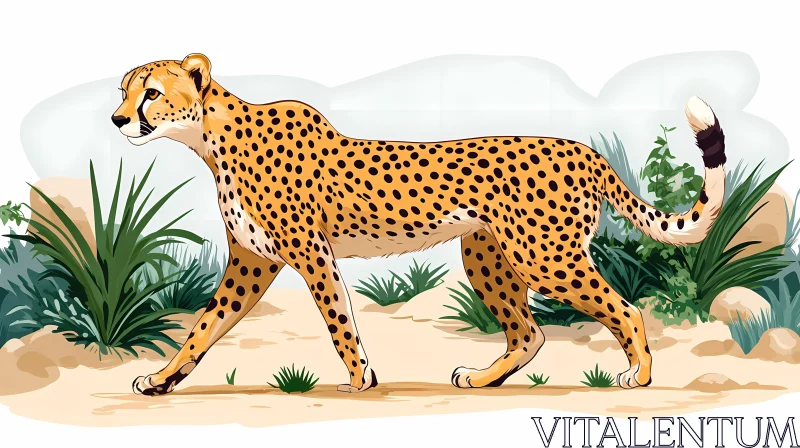 Cheetah in Natural Habitat AI Image