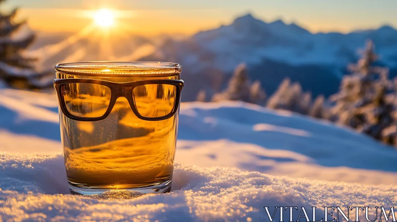 AI ART Golden Hour: A Glassy Spectacle in Snow