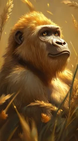 Serene Gorilla Portrait in Nature
