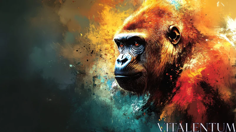 Colorful Gorilla Painting AI Image