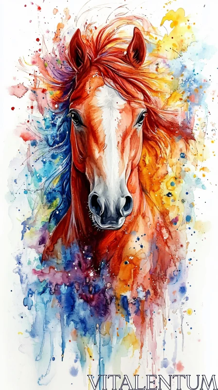 Colorful Equine Art AI Image