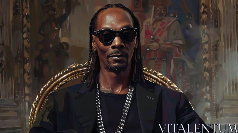 AI ART Regal Portrait of Snoop Dogg in Black Sunglasses