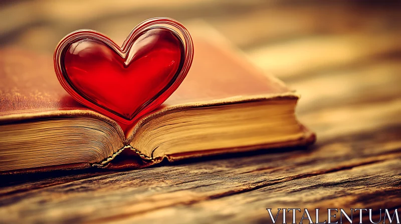 Love Story: Heart Resting on an Open Book AI Image