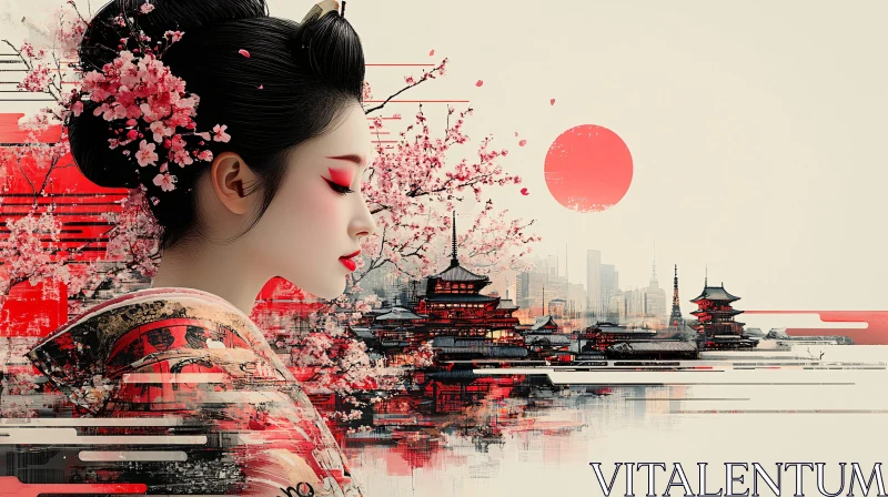 Japanese Beauty: Geisha in Traditional Setting AI Image