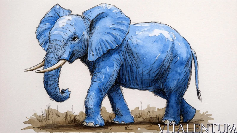 AI ART Fantastical Blue Elephant Artwork