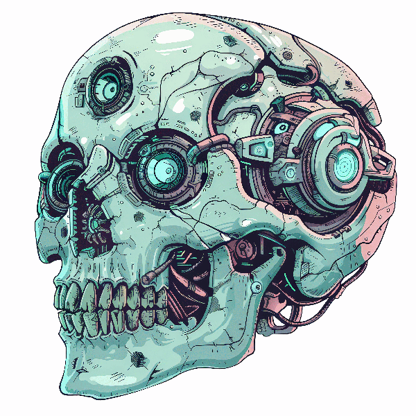 Futuristic Skull T-Shirt Print POD Design