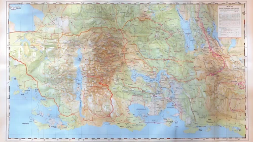 Geographical Topographic Map with Roads