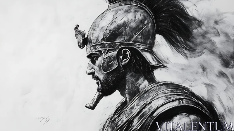 AI ART Monochrome Sketch of a Warrior