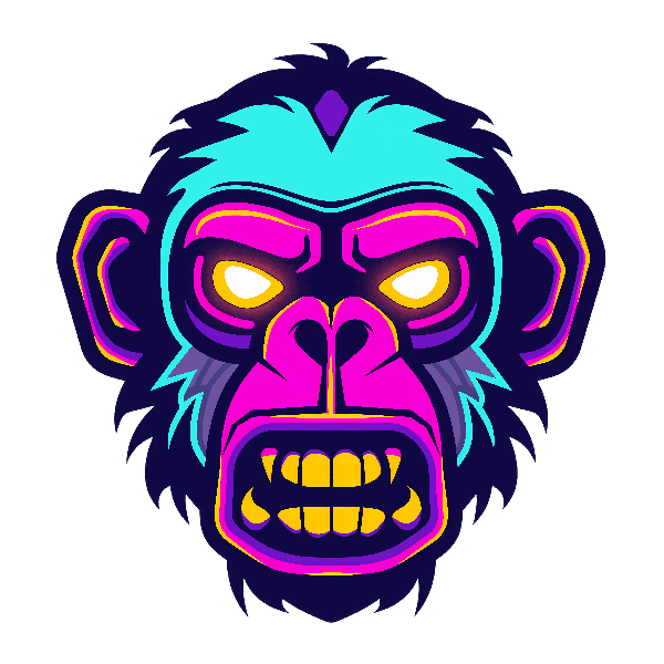 Colorful Monkey Illustration for Apparel POD Design