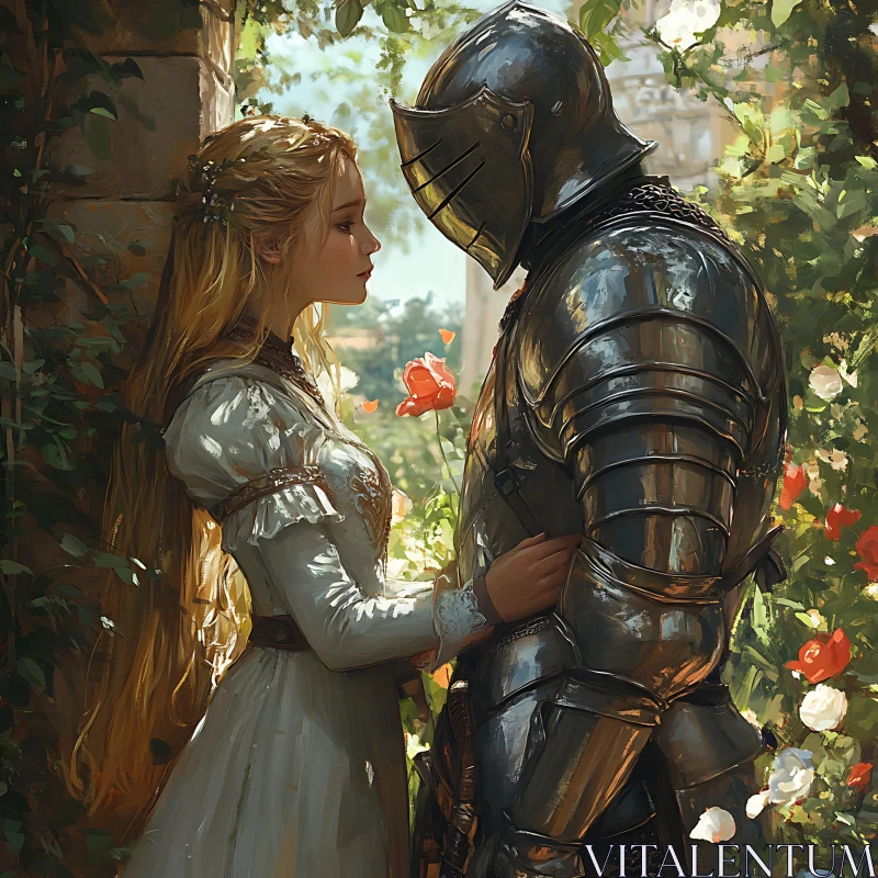 Fairytale Love: Knight and Princess AI Image