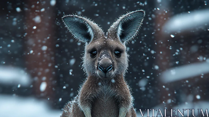 Winter Kangaroo Portrait AI Image