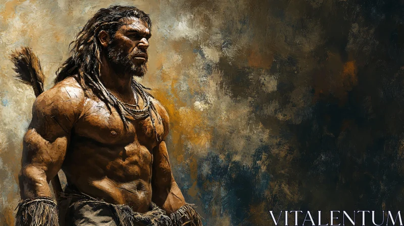 AI ART Muscular Man with Tribal Adornments