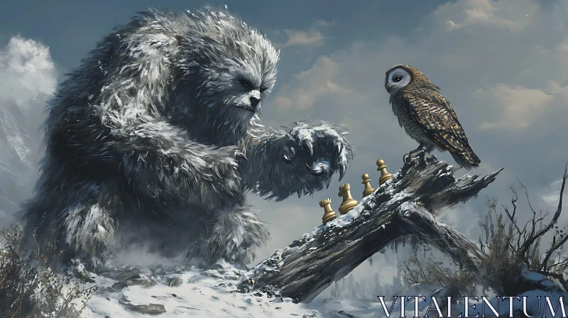 Chess Match in the Snow AI Image