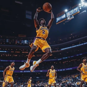 Athlete Jumping with Ball