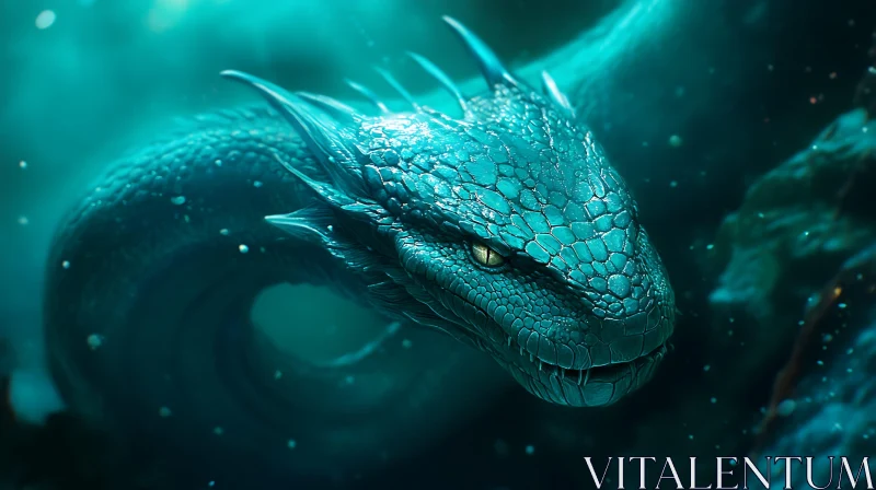 AI ART Turquoise Dragon of the Deep