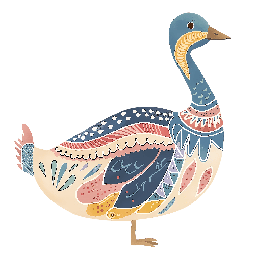 Folk Art Goose Illustration for Merchandise POD Design