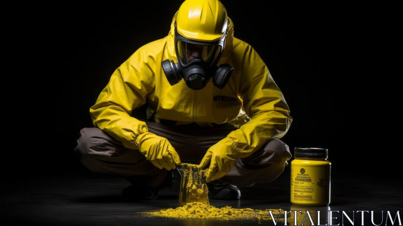 Industrial Photography: Intense Image of a Man with Yellow Powder AI Image
