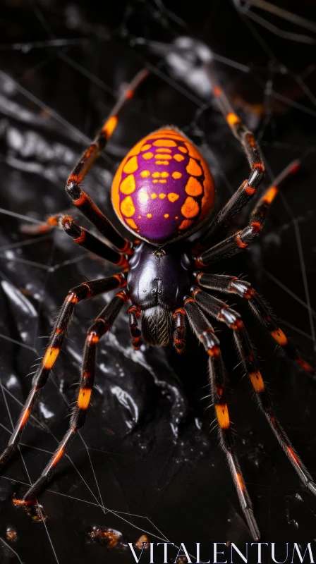 Intricate Body Art Style Spider - Orange, Purple and Black AI Image