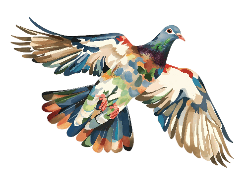 POD Design Multicolored Pigeon in Flight - Vector Illustration