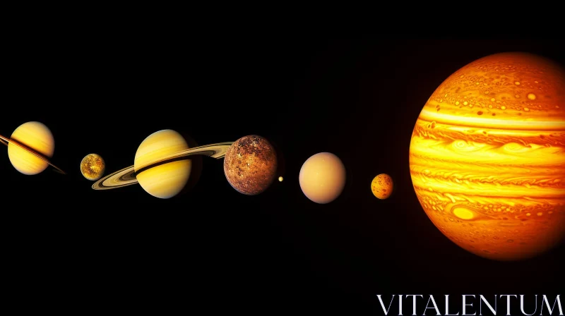 Solar System Art: Realistic Depiction of Planets in Front of the Sun AI Image