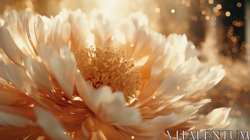 Sunlit Flower in Beige and Gold - A Romantic Bloomcore Depiction AI Image