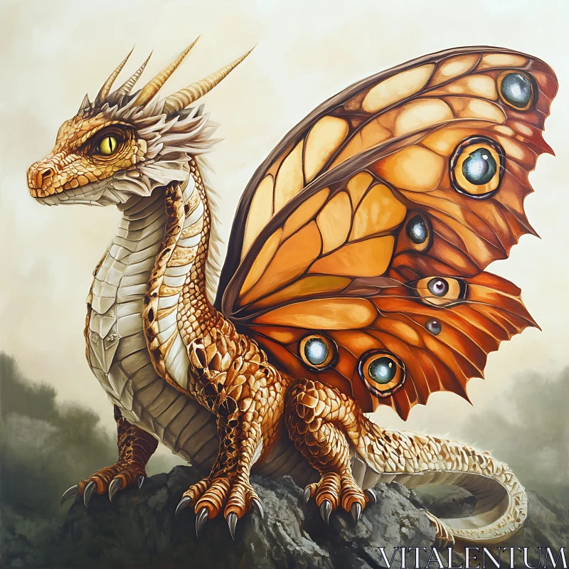 AI ART Dragon with Butterfly Wings Illustration