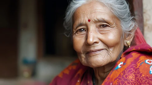 Serene Smile of an Indian Woman