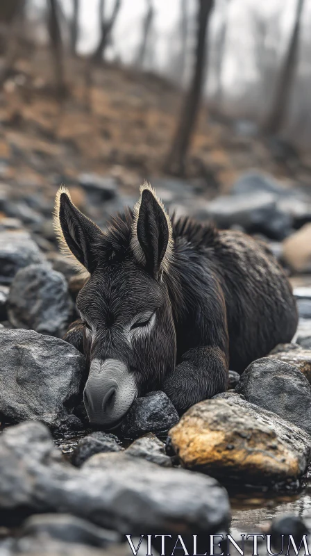 Serene Donkey in Nature AI Image