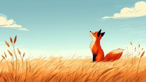 Fox Amidst Golden Wheat