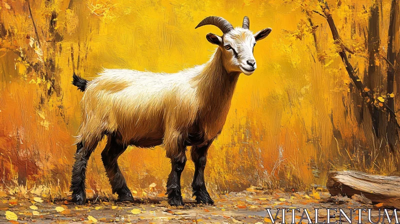 AI ART Golden Forest Goat