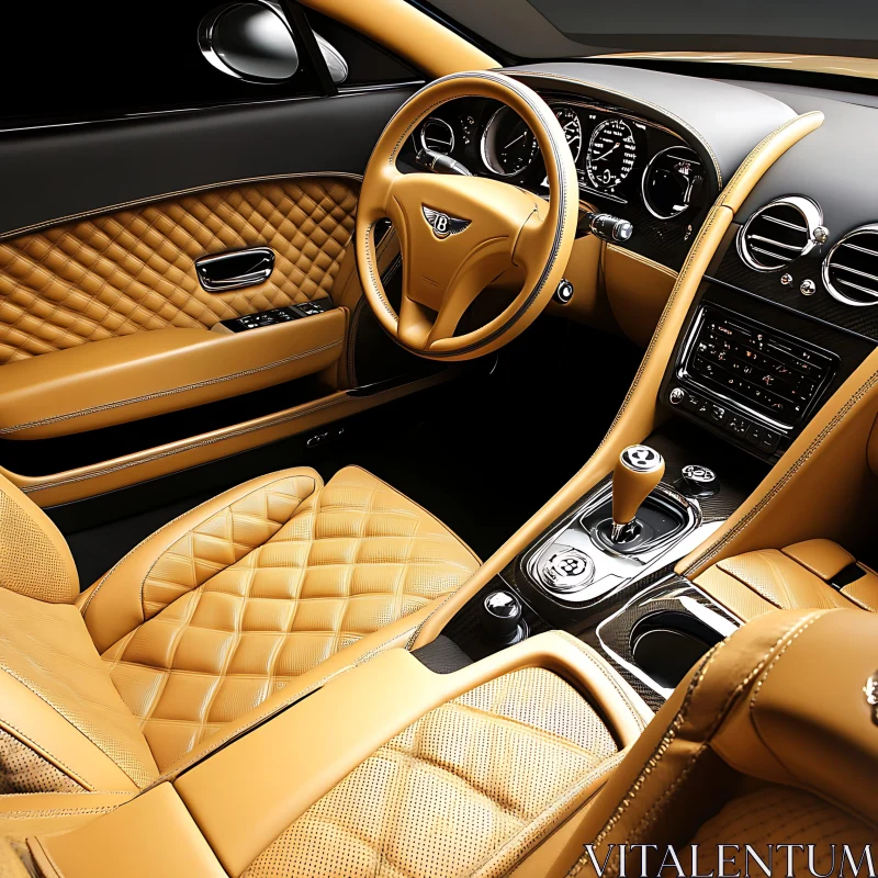 Opulent Tan Leather Car Interior AI Image